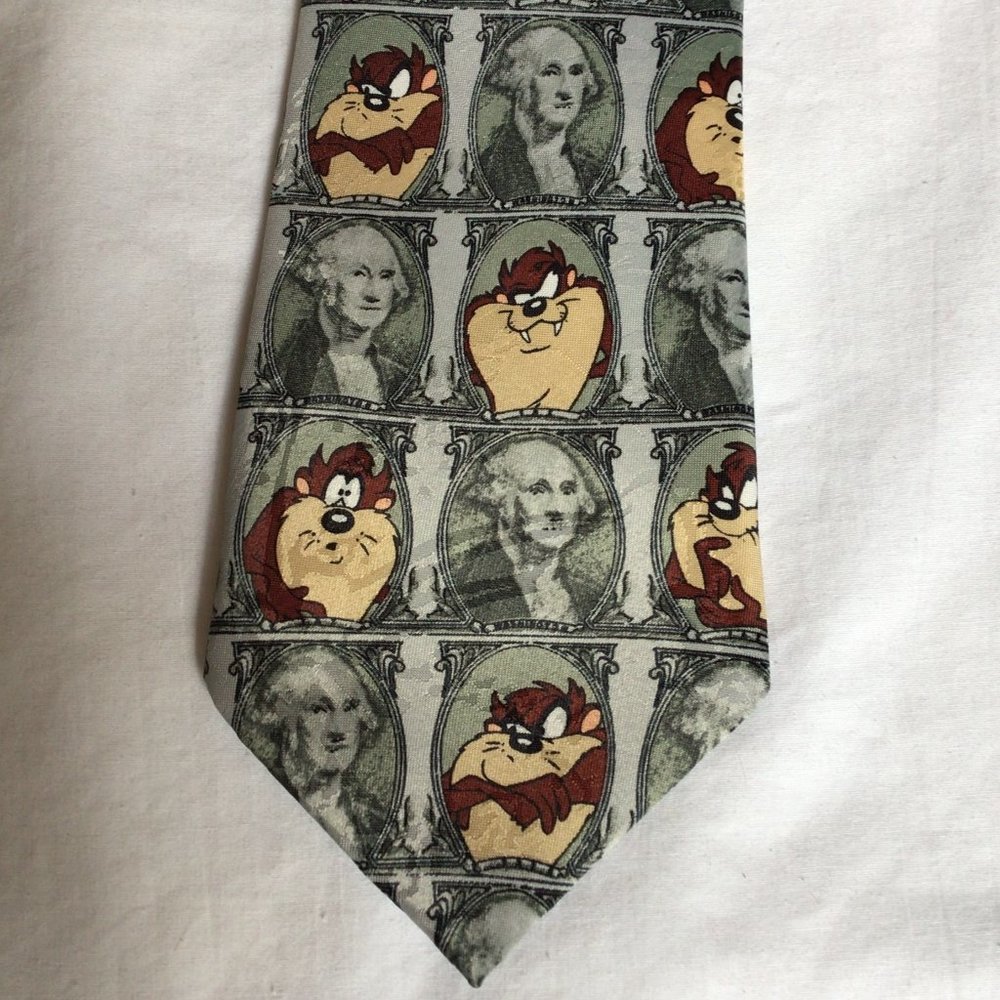 Warner Bros.- Looney Tunes Tasmanian Devil & George Washington Dollar Tie
